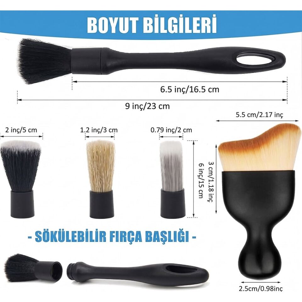Sunup SN-29167 Çok Fonksiyonlu 5'Li Oto Detay Temizleme Fırça Seti