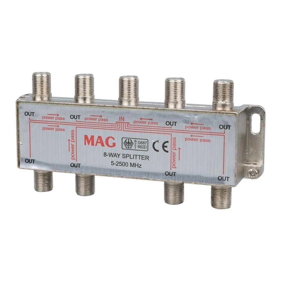 1 8 Uydu Dağıtıcısı 5-2500 Mhz Splitter Tek Sinyal Girişini 8 Çıkışa Çoklayıcı