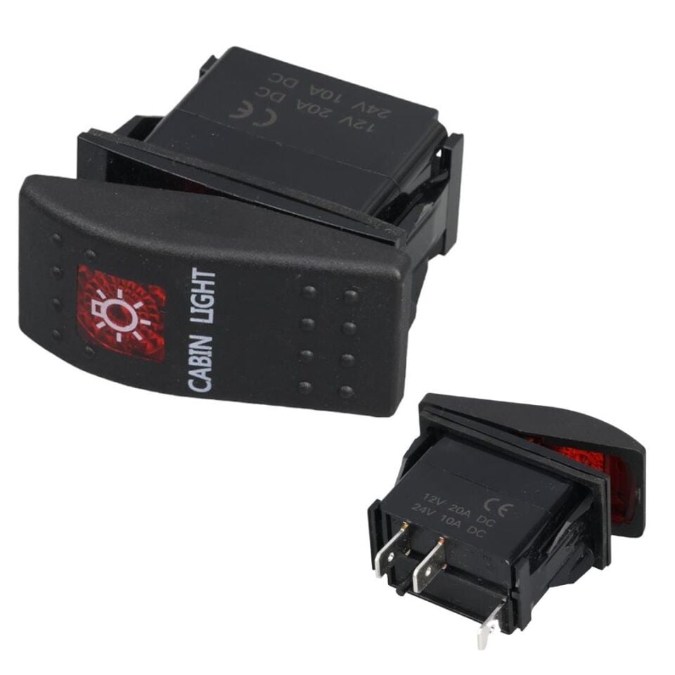 Kabin Lambası Sembollu Lambalı Işıklı Araç On Off Aç Kapa Anahtar Düğme Oto İçin 12-24 Volt Switch 3 Pinli