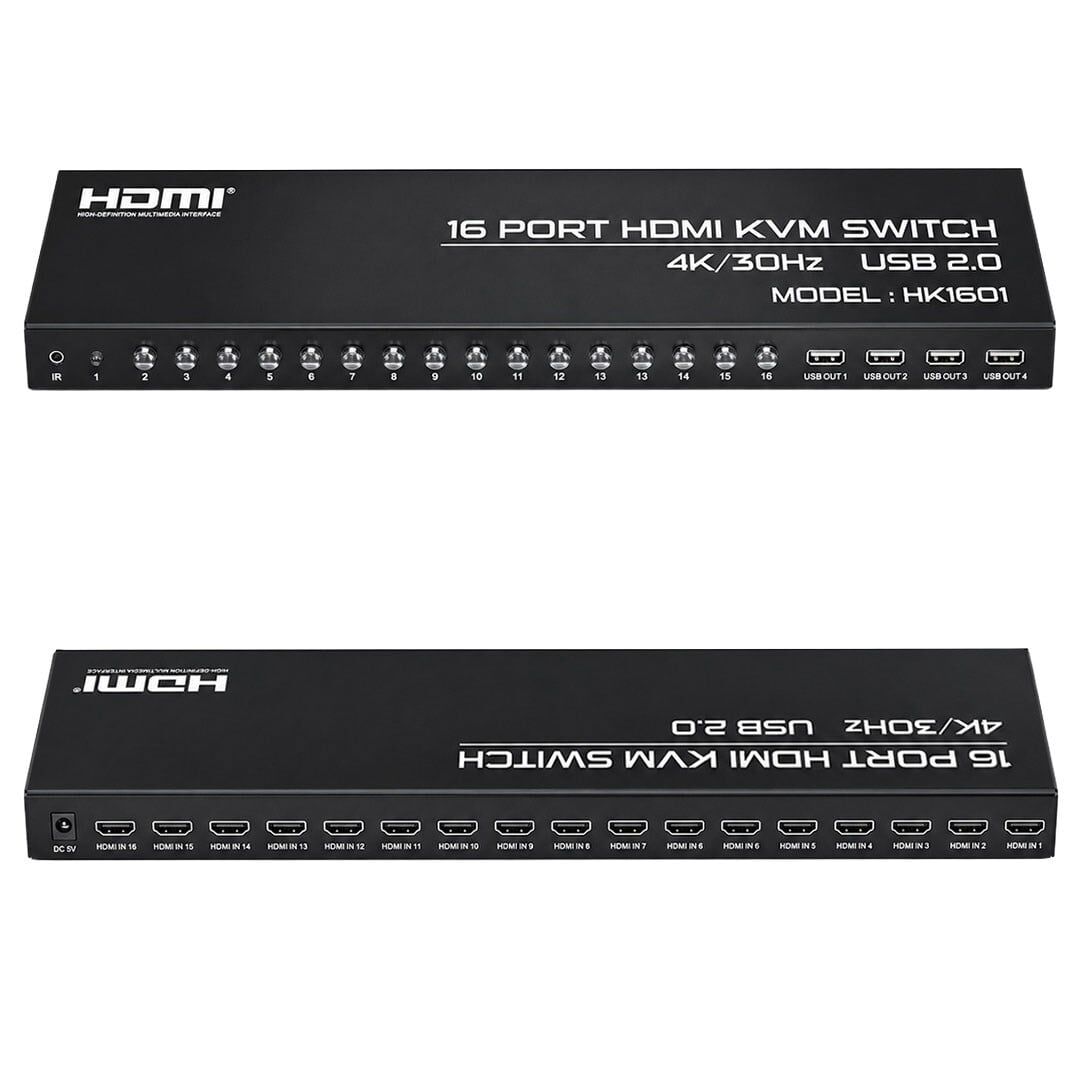 Powermaster HK1601 16 Port 4K 30HZ Video HDMI 2.0 Kvm Anahtarlı Kablolu Switch
