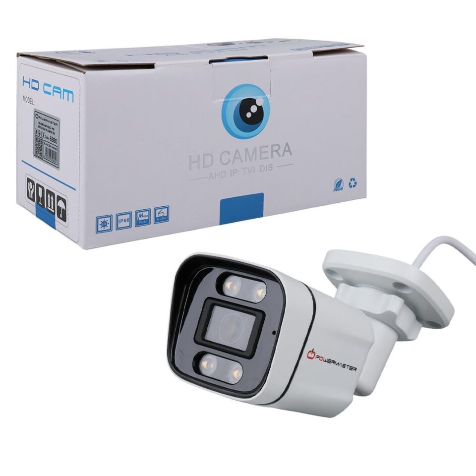 Powermaster PM-6380 2MP H265+Poe Kamera  Metal Kasa IP Güvenlik Kamerası