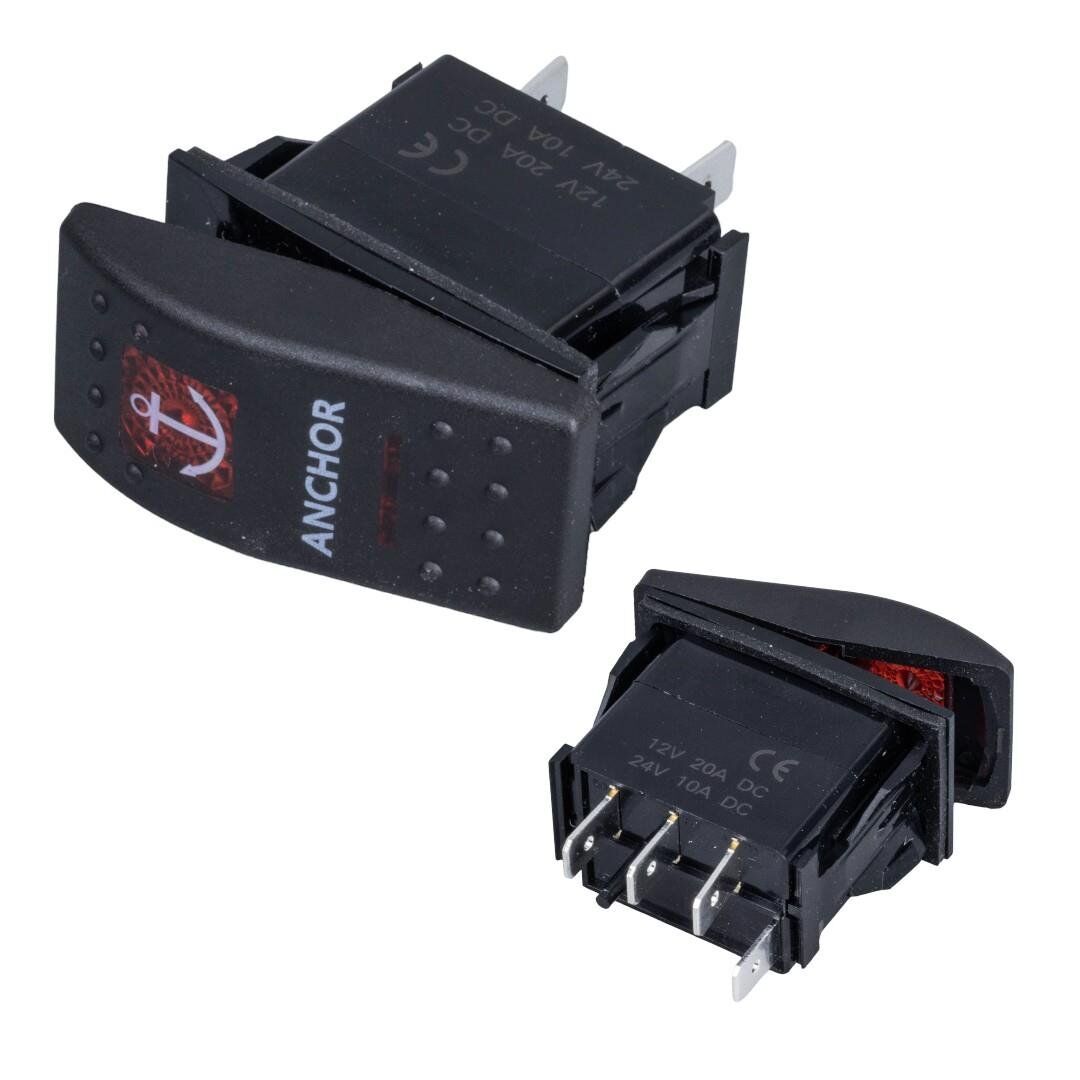 Çapa Irgatı Sembollu Işıksız Araç On Off Aç Kapa Yaylı Anahtar Düğme Oto İçin 12-24 Volt Switch 3 Pinli