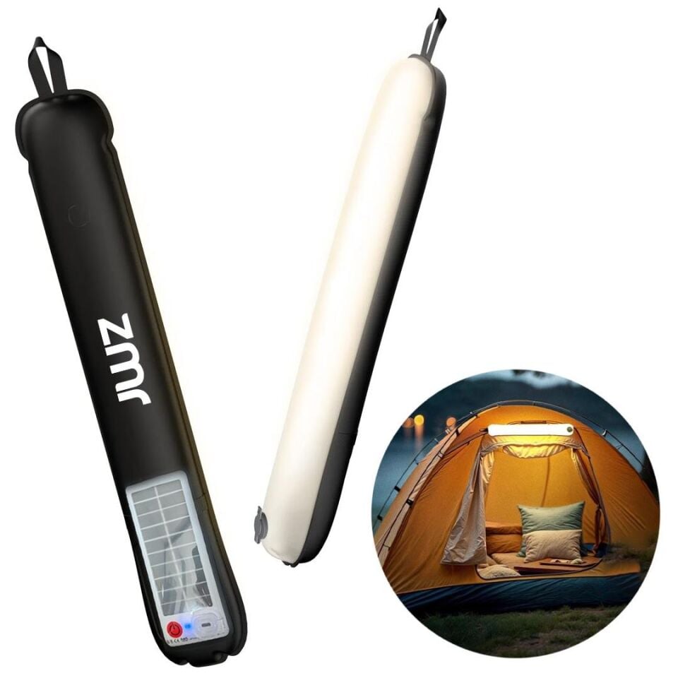 Ayt Zmr-385 Katlanır Şişirilebilir Beyaz Ledli Aydınlatma Tüpü Usb Ve Solar Güneş Enerjisi Şarjlı Armatür Kamp Lambası