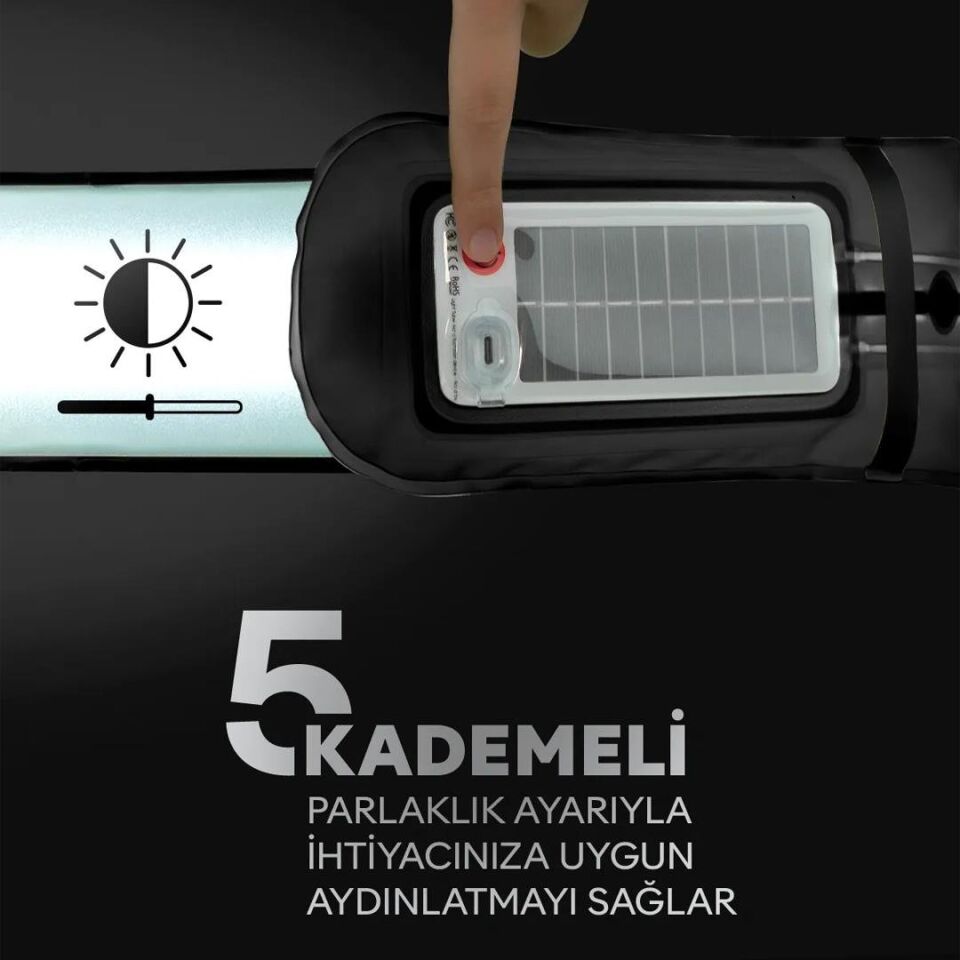 Ayt Zmr-385 Katlanır Şişirilebilir Beyaz Ledli Aydınlatma Tüpü Usb Ve Solar Güneş Enerjisi Şarjlı Armatür Kamp Lambası