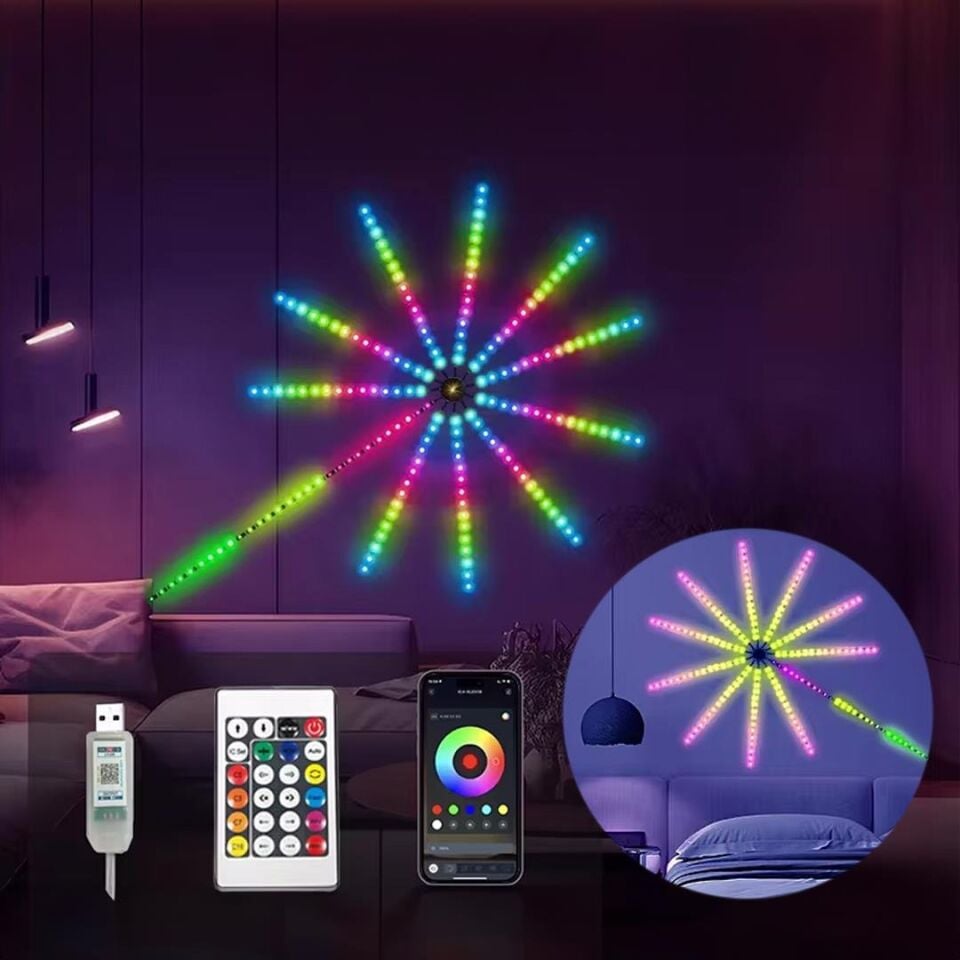 Sunup Rgb Renkli Led’li Işıklı Ses Kontrüllü Havai Fişek Cihazı Led Lamba Aydınlatma