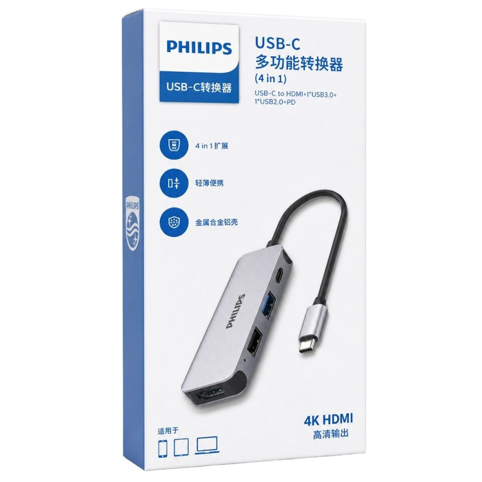 Philips SWR1607G/93 TYPE-C 4'Ü 1 Arada Çok Fonksiyonlu Dönüştürücü Hub