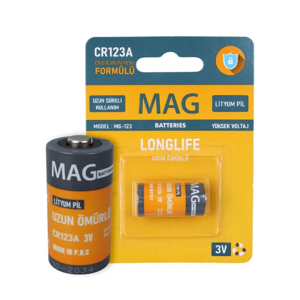 Mag Batteries MG-123 CR123A 3 Volt Lityum Fotoğraf Makinesi Pili Tekli Blister