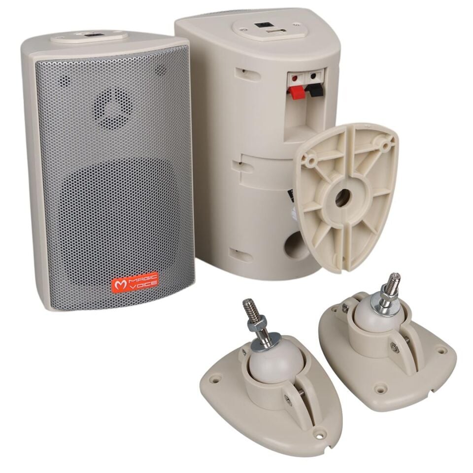 Magicvoice MV-16 7.5 CM 30 Watt Komütatörlü Hat Trafolu Beyaz Sütun Hoparlör 2'Li Okul Cami Konferans Salonu Hoparlörü