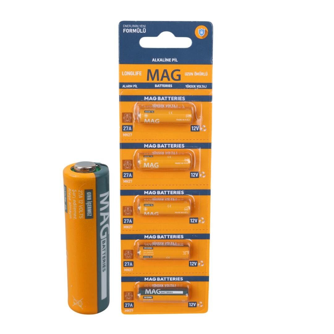 Mag Batteries MG-27 27A 12 Volt İnce Alarm Pili (5'Li Blister Paket)