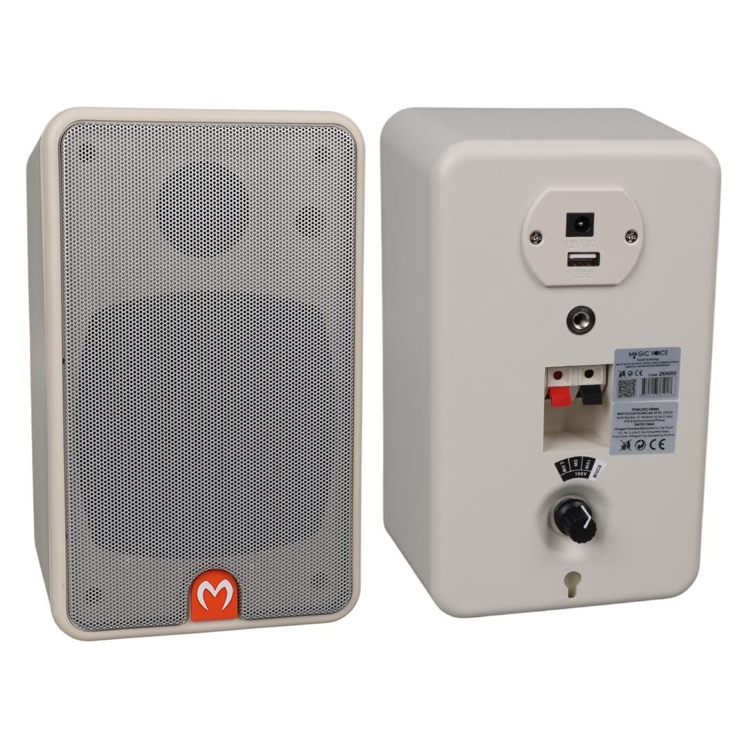 Magicvoice MV-21 10 CM 40 Watt Komütatörlü Hat Trafolu Beyaz Sütun Hoparlör 2'Li Okul Cami Konferans Salonu Hoparlörü
