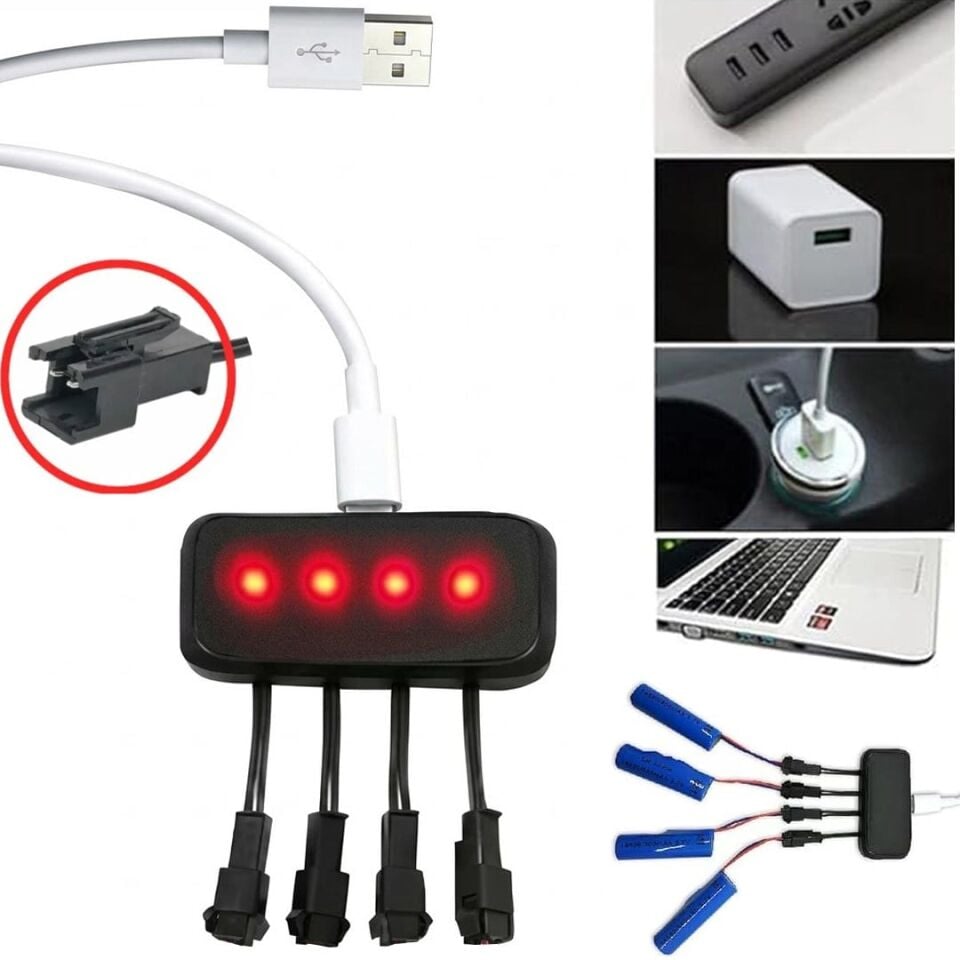 Powermaster PM-29140 4İn1 SM-2P Soket 3.7V Lityum Pil Usb Splitter Şarj Aleti