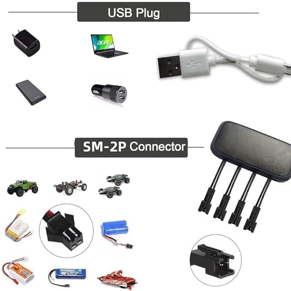 Powermaster PM-29140 4İn1 SM-2P Soket 3.7V Lityum Pil Usb Splitter Şarj Aleti