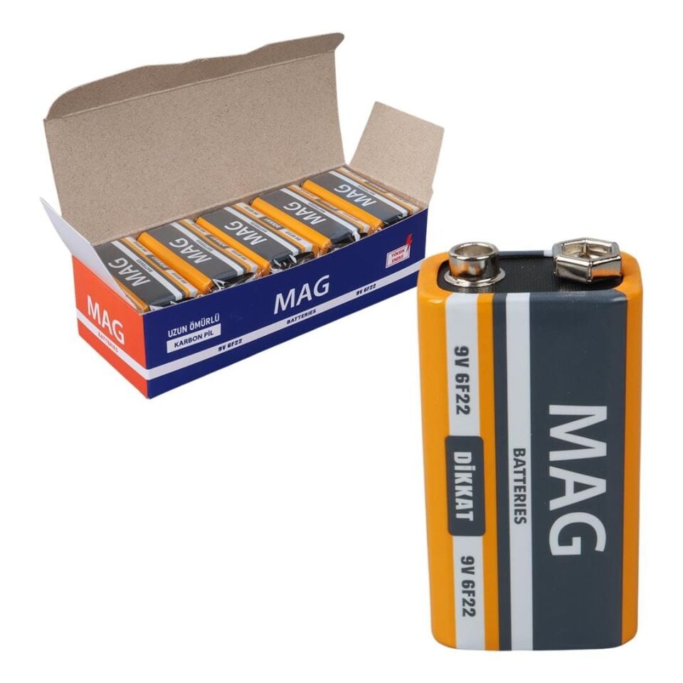 Mag Batteries MG-9 Çinko Karbon 9 Volt Pil (10'Lu Paket)