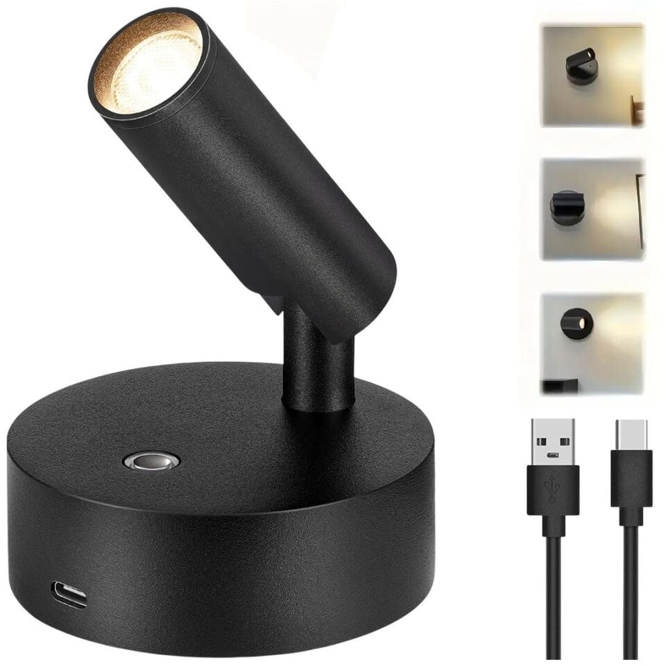 Ledx AL-XYD05 Çok Fonksiyonlu Dokunmatik Şarjlı 1200Mah Duvar Aplik 3000K-4000K-6500K TYPE-C Şarj Girişli
