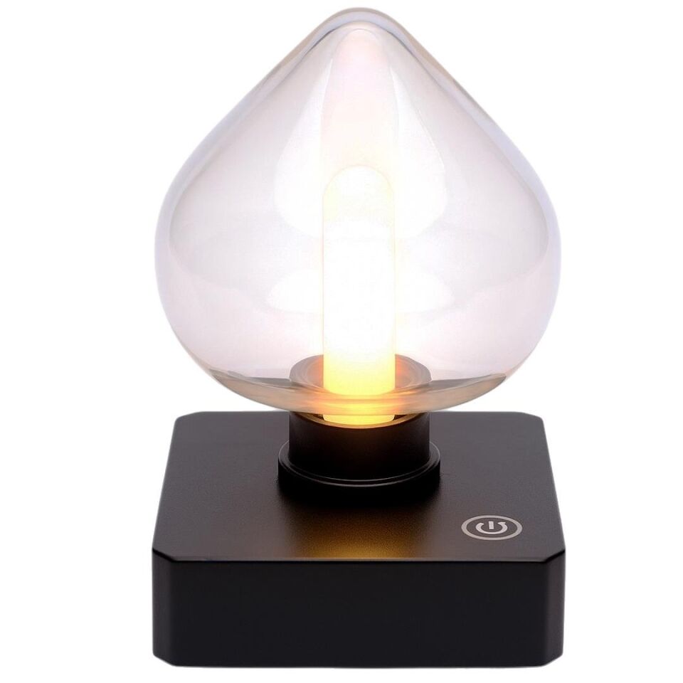 Ayt Ledx YQX-ANL95-B03 Amber Renkli Alev Efektli Dokunmatik Masa Gece Lambası 800mAh Şarjlı Şeffaf Kalpli