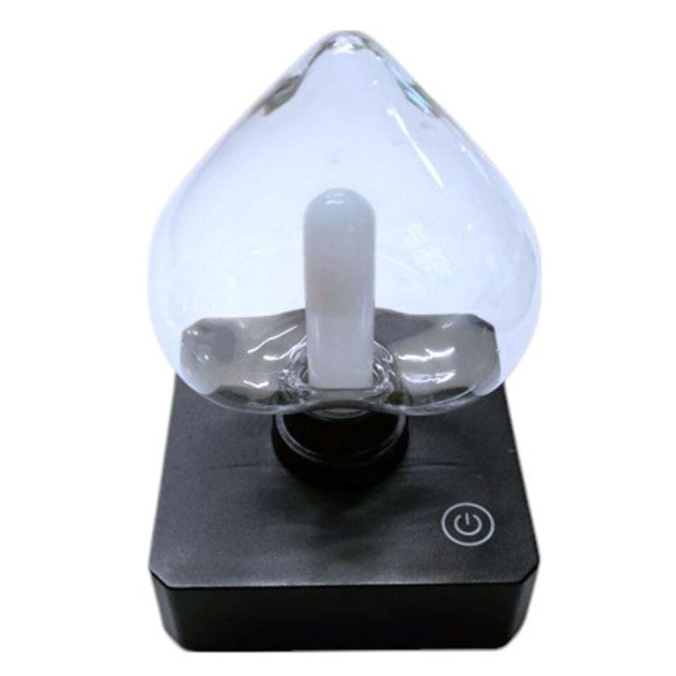 Ayt Ledx YQX-ANL95-B03 Amber Renkli Alev Efektli Dokunmatik Masa Gece Lambası 800mAh Şarjlı Şeffaf Kalpli