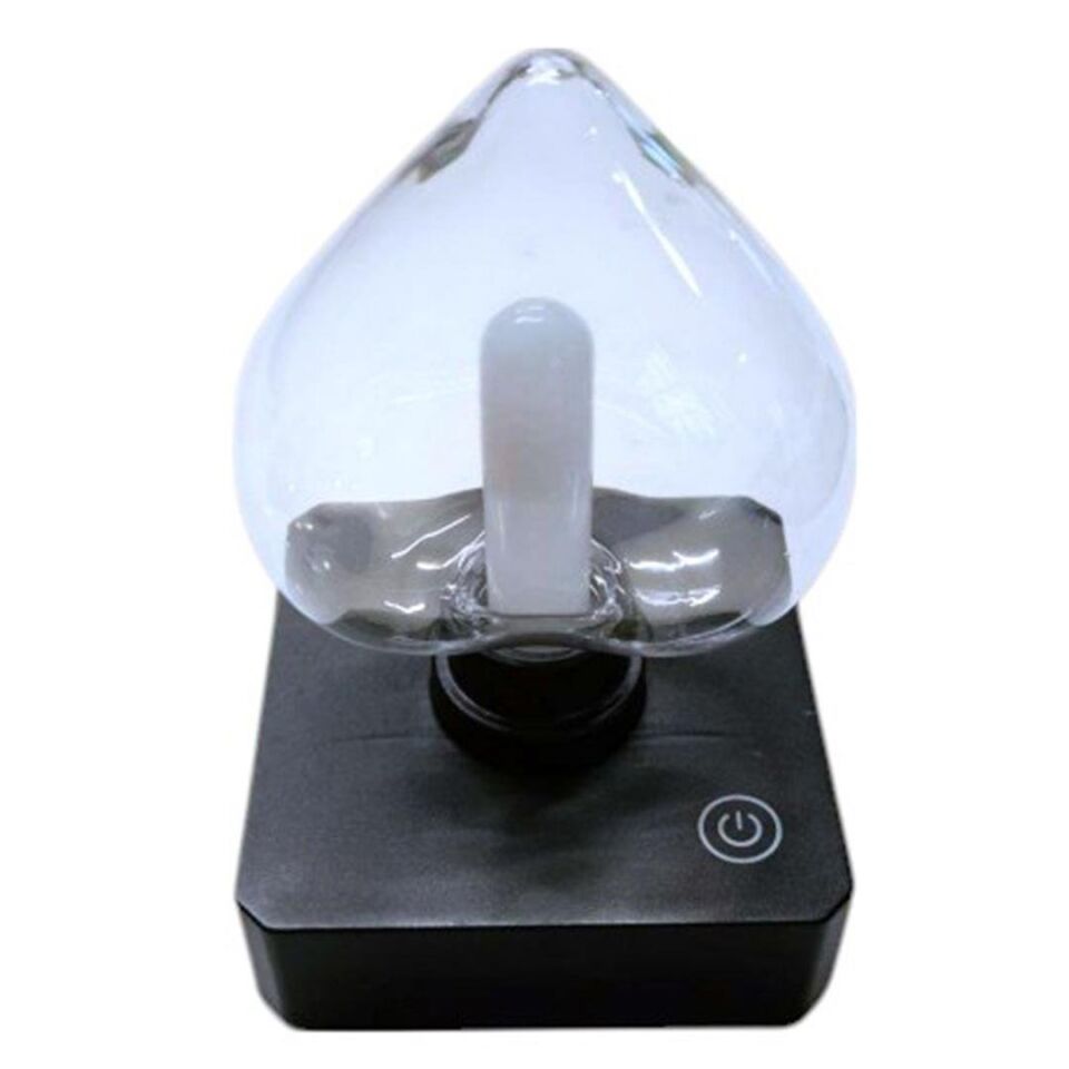 Ayt Ledx YQX-ANL95-B03 Amber Renkli Alev Efektli Dokunmatik Masa Gece Lambası 800mAh Şarjlı Şeffaf Kalpli