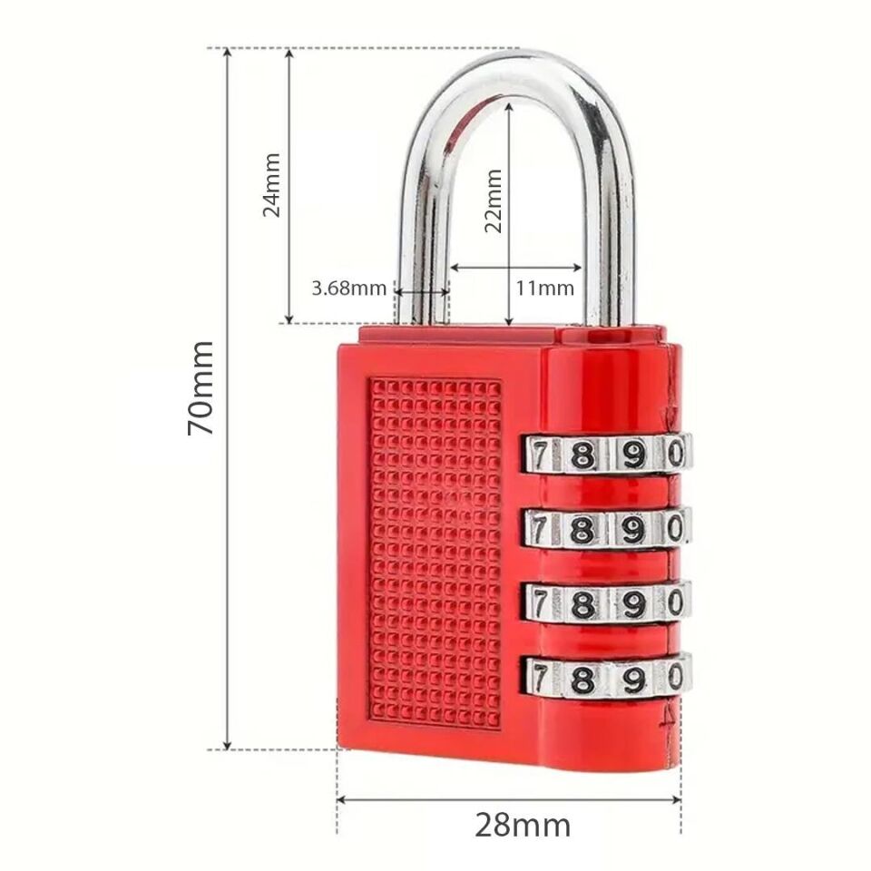 Ayt Powermaster PM-24698 4 Haneli Güvenlik Kilidi Şifreli Asma Kilit Bisiklet Scooter Uyumlu