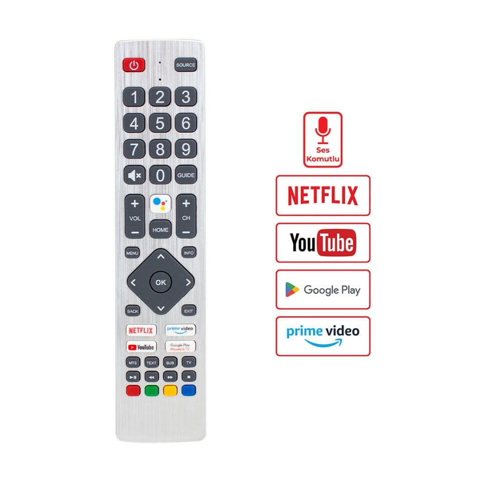 Ayt Weko Kl Sharp Sh-v1 Netflix Youtube Google Play Tuşlu Prime Video Sesli Komutlu Lcd Led Tv Kumandası