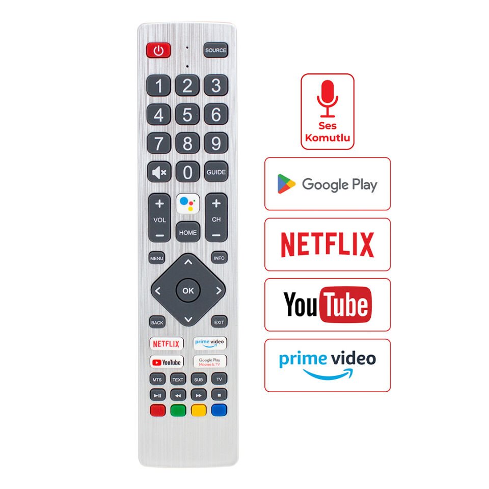 Ayt Weko Kl Sharp Sh-v1 Netflix Youtube Google Play Tuşlu Prime Video Sesli Komutlu Lcd Led Tv Kumandası