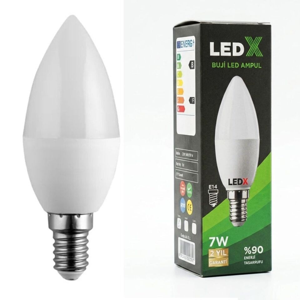 Ledx AL-EEL İnce E14 Duy 7 Watt Beyaz Işık Buji LED Ampul