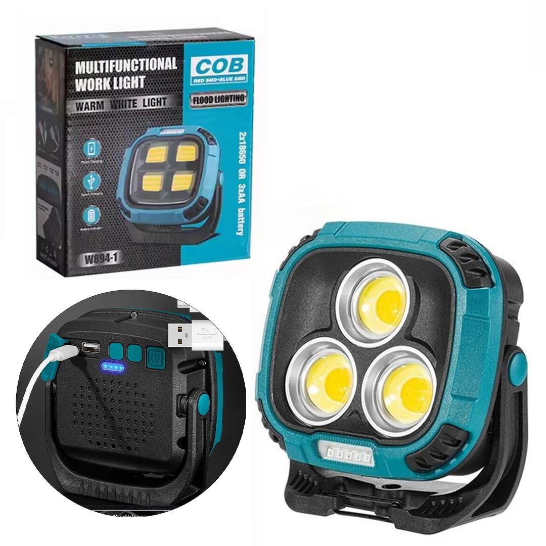 Powermaster MX-W891 4000K - 7000K - Kırmızı 3 COB Ledli 30 Watt Çok Fonksiyonlu Çalışma Lambası (Powerbank)