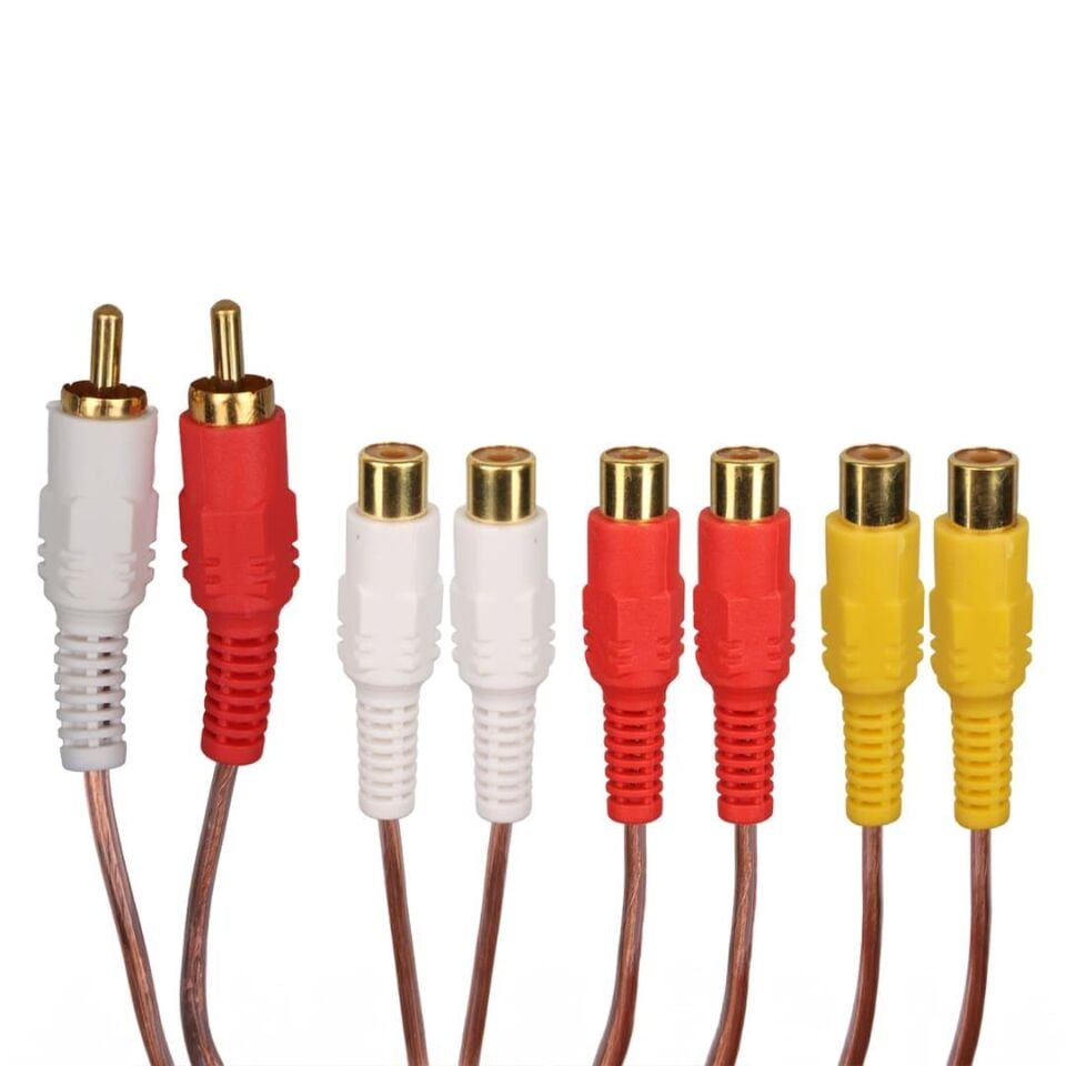 Powermaster 2 Rca Erkek 6 Rca Dişi 40 Cm Kablo Renkli Ses Görüntü Kablosu