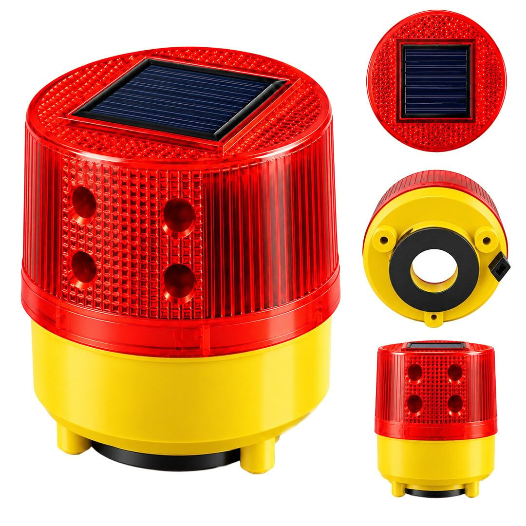 Powermaster PM-39274 Solar Enerjili Mıknatıs Tabanlı Kırmızı İkaz Uyarı Lambası