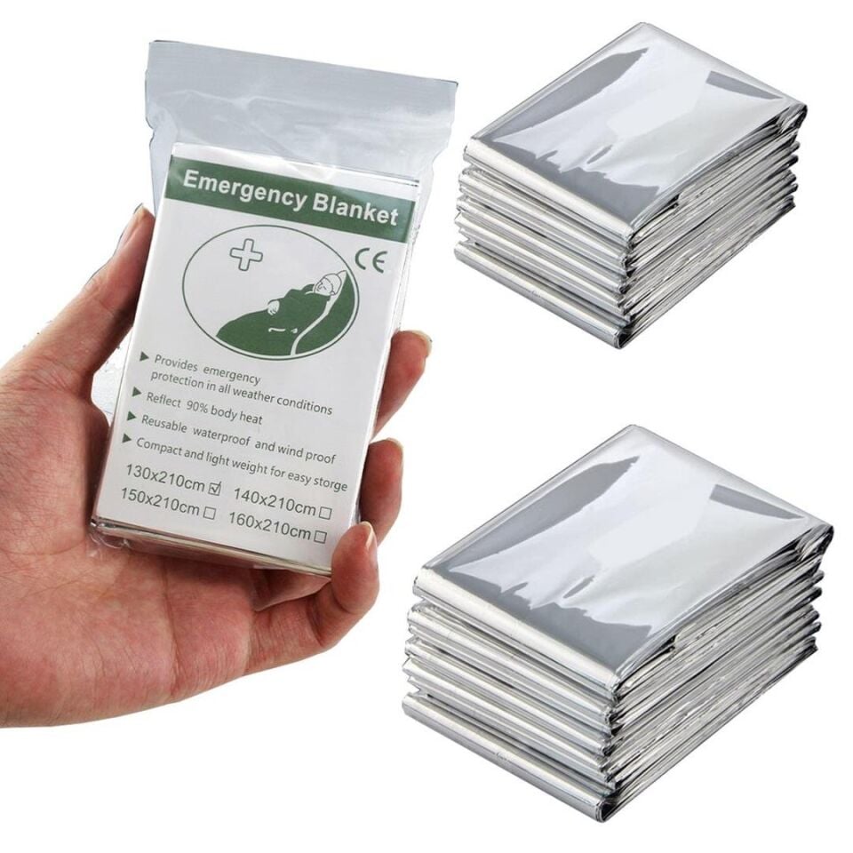 Sunup SN-29181 Soğuk Sıcak Tutan Çift Taraflı Gümüş Acil Durum Deprem İlk Yardım Çantası Battaniyesi 130X210cm