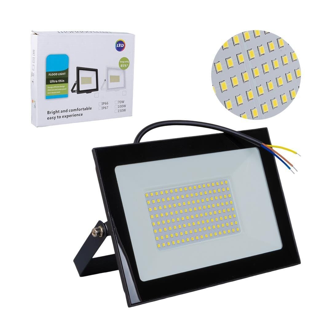 Powermaster PM-22572 100 Watt - 220 Volt 6500K IP66 150* Işık Açısı Siyah Slim Kasa Beyaz Led Projektör