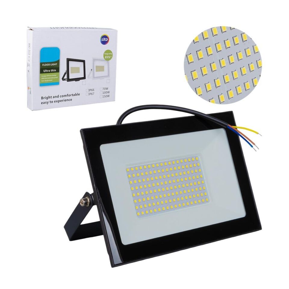 Powermaster PM-22572 100 Watt - 220 Volt 6500K IP66 150* Işık Açısı Siyah Slim Kasa Beyaz Led Projektör