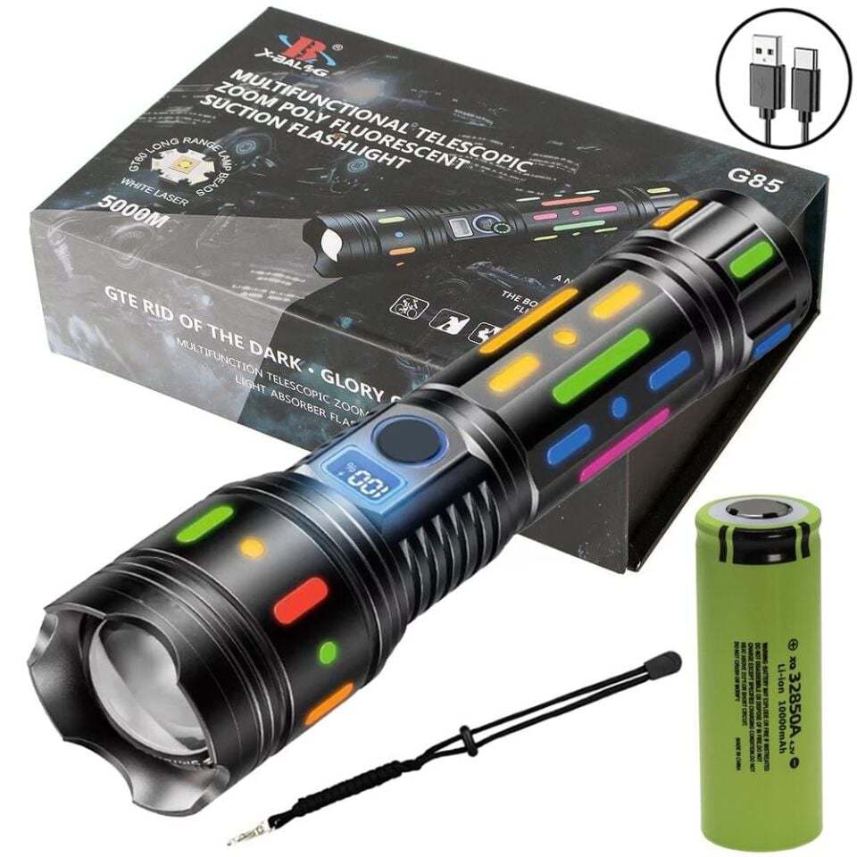 Powermaster PM-25120 Çok Fonksiyonlu Teleskopik Zoom - 5 Modlu Şarjlı El Feneri