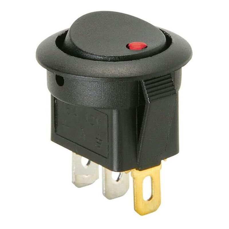 Ayt IC-132E Pano Tip Yuvarlak Kırmızı Işıklı 12 Volt On Off Anahtar Aç Kapa Düğme Buton 17 x 24 mm
