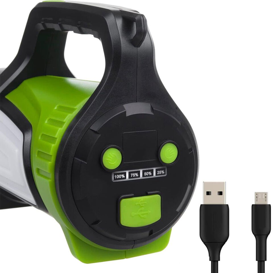 Powermaster Şarjlı Ledli Uzun Menzilli Kamp Ve Ev Tipi Işıldak Fener Powerbank Özellikli