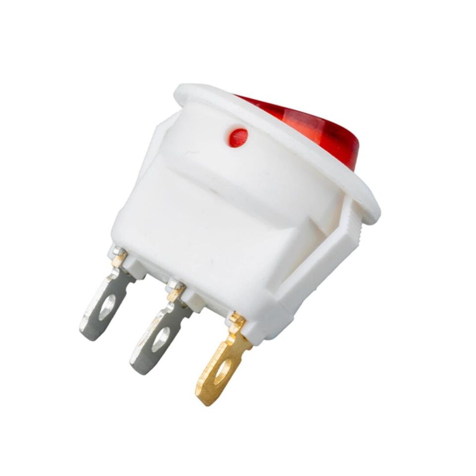 IC-131B Yuvarlak Işıklı Anahtar On Off 3 Pin Beyaz Kasa Aç Kapa Düğme Buton 20 Mm