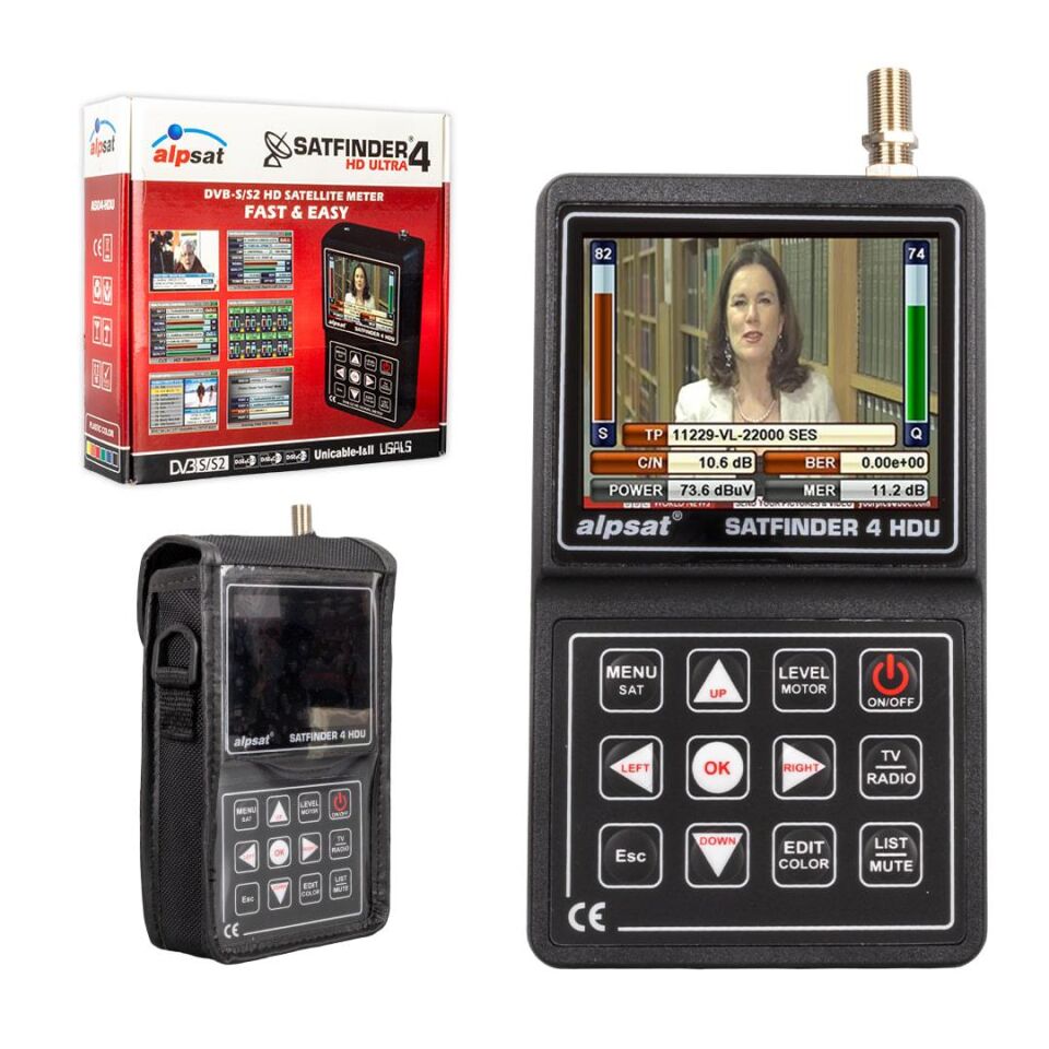 Ayt Satfinder 4 AS04-HDU Hd Ultra 3.5 İnç Lcd Ekranlı Uydu Yön Bulucu Uydu Ayarlama Cihazı Tv İzlenebilir