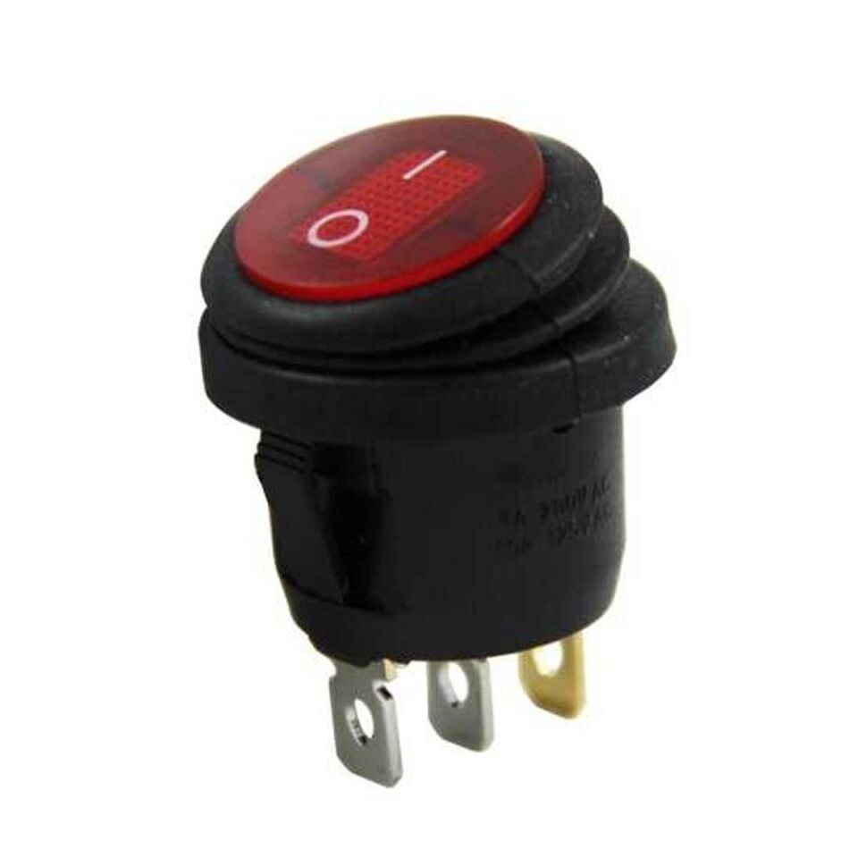Ayt IC-131W Yuvarlak 220 Volt Işıklı Su Geçirmez On Off Anahtar 3 Pin Aç Kapa Düğme Buton 24.7x35.7 mm
