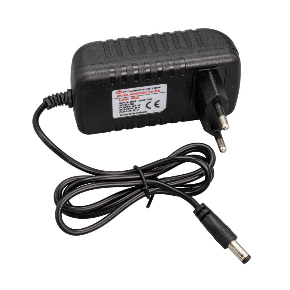Powermaster 12 Volt 2 Amper Plastik Kasa Priz Tip Adaptör 5.5 2.5 Uç Modem Router Küçük Ev Aletleri Adaptörü Dvr Adaptör