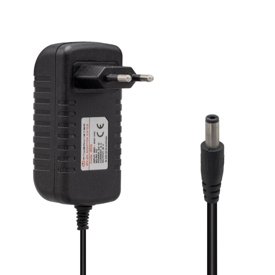 Powermaster 12 Volt 2 Amper Plastik Kasa Priz Tip Adaptör 5.5 2.5 Uç Modem Router Küçük Ev Aletleri Adaptörü Dvr Adaptör