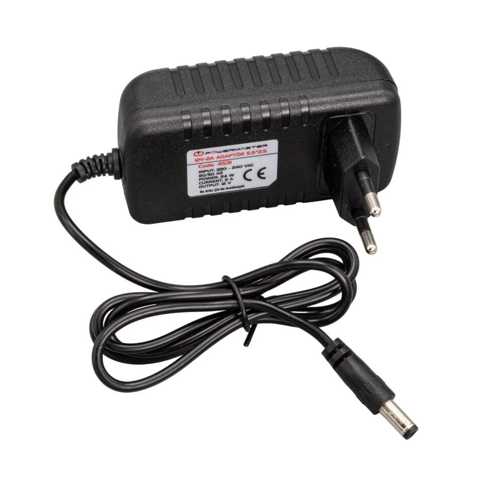 Powermaster 12 Volt 2 Amper Plastik Kasa Priz Tip Adaptör 5.5 2.5 Uç Modem Router Küçük Ev Aletleri Adaptörü Dvr Adaptör
