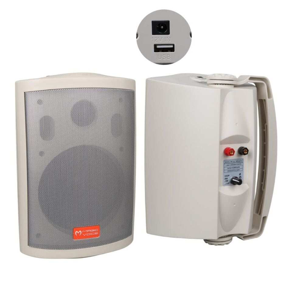 Magicvoice MV-25 16 CM 80 Watt Komütatörlü Hat Trafolu Beyaz Sütun Hoparlör 2'Li Okul Cami Konferans Salonu Hoparlörü
