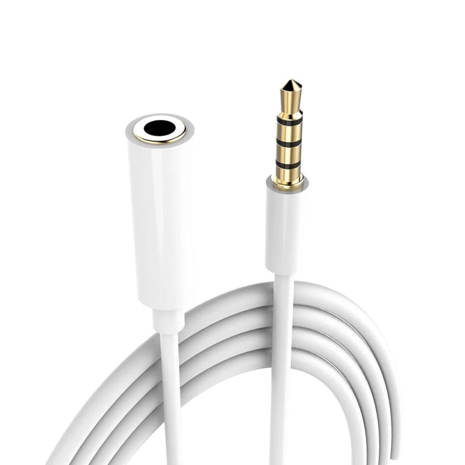 Powermaster PM-17603 3.5 Mm Erkek/Dişi 4 Boğumlu AUX Stereo Uzatma Kablosu 1 Metre