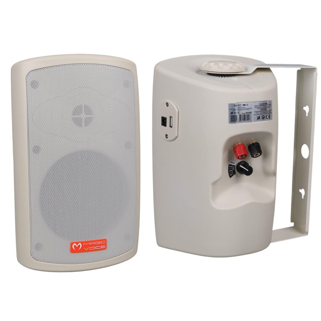 Magicvoice MV-36 11 CM 50 Watt Komütatörlü Hat Trafolu Beyaz Sütun Hoparlör 2'Li Okul Cami Konferans Salonu Hoparlörü