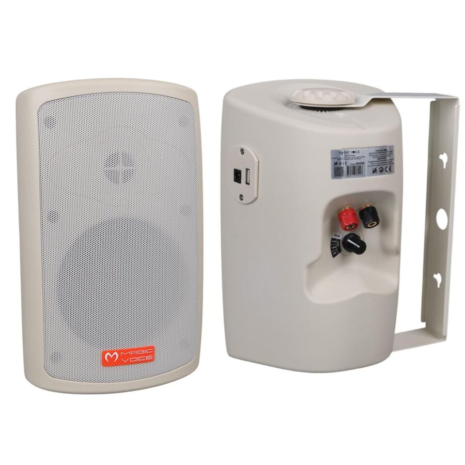 Magicvoice MV-36 11 CM 50 Watt Komütatörlü Hat Trafolu Beyaz Sütun Hoparlör 2'Li Okul Cami Konferans Salonu Hoparlörü