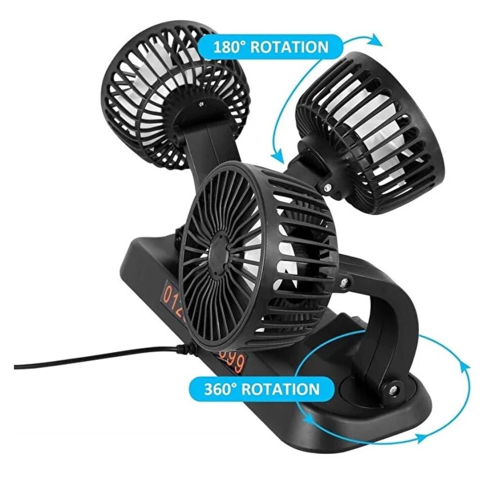 Powermaster Fan40 12 Volt Dc Çakmaklıklı Mini 3Lü Plastik Araç Fanı
