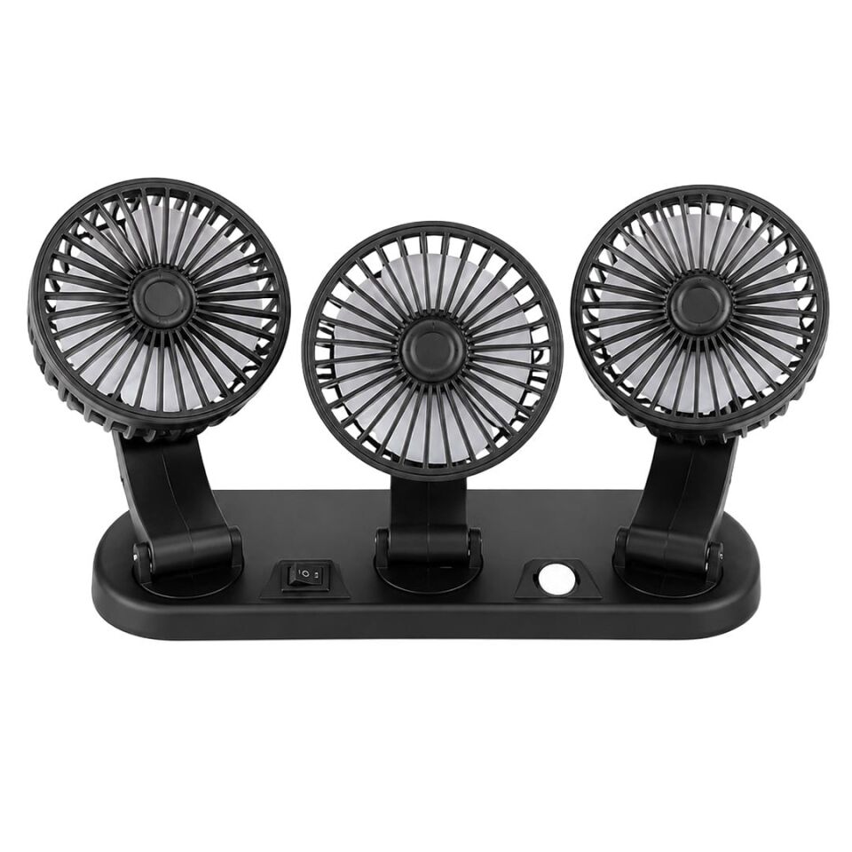 Powermaster Fan40 12 Volt Dc Çakmaklıklı Mini 3Lü Plastik Araç Fanı