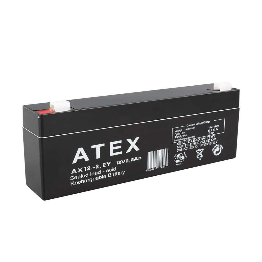 Ayt Atex 12 Volt 2.3 Amper 2.2 Amper Yatık Akü 178x34x60 Mm Yeni Tarihli Taze Akü