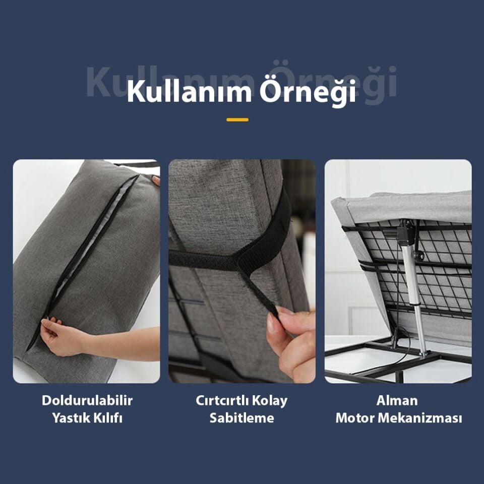 Sunup SN-29684 Elektrikli Motorlu Ayarlanabilir Hasta Yatak Sırt Desteği Metal Konfor Yatağı