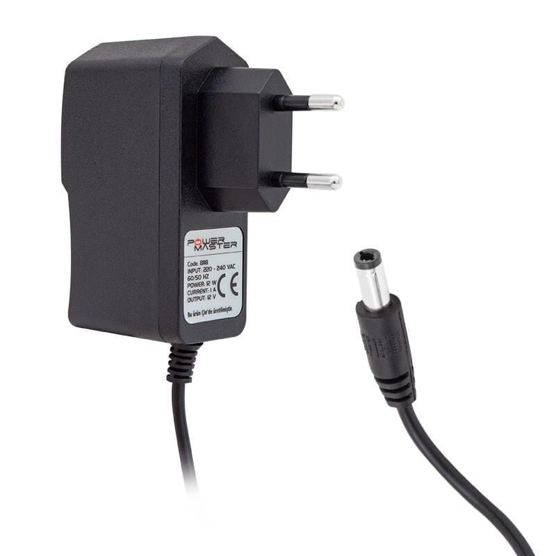 Powermaster 12 Volt 1 Amper Priz Tip Uydu Alıcı Cihazı Adaptörü Plastik Kasa Adaptör 5.5 2.5 Uç