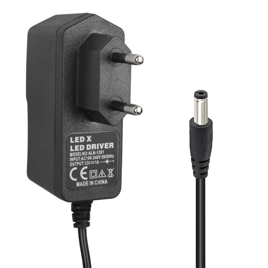 Powermaster 12 Volt 1 Amper Priz Tip Uydu Alıcı Cihazı Adaptörü Plastik Kasa Adaptör 5.5 2.5 Uç